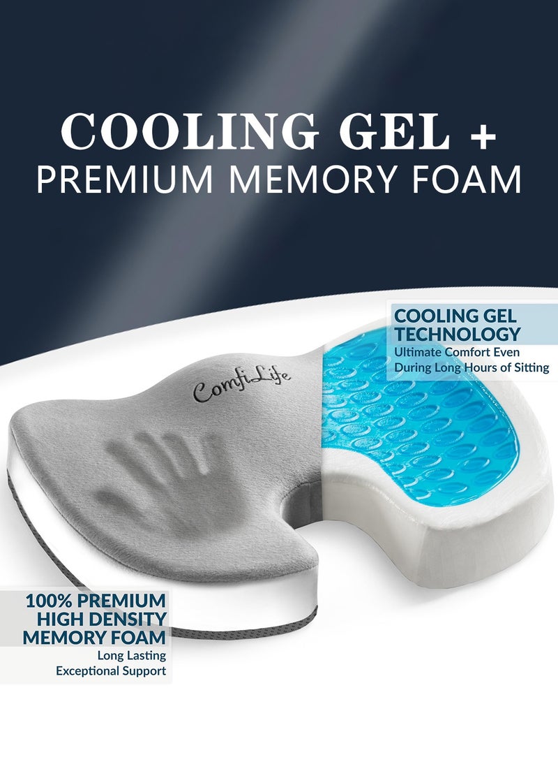 Meishida Gel Enhanced Seat Cushion, Memory Foam Seat, Sciatica, Hip, Coccyx Pain Relief Desk Chair Cushion for Long Sitting, Back Support for Office Worker, Car Drivers - Grey - Image 3