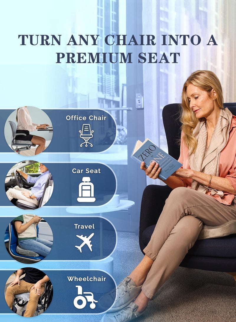 Meishida Gel Enhanced Seat Cushion, Memory Foam Seat, Sciatica, Hip, Coccyx Pain Relief Desk Chair Cushion for Long Sitting, Back Support for Office Worker, Car Drivers - Grey - Image 4