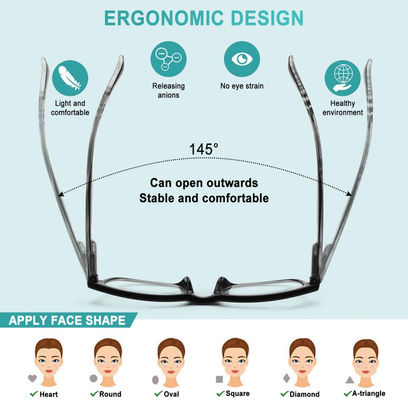 Bloexclu 6 Pack Reading Glasses For Women Men Blue Light Blocking Spring Hinge Computer Readers  Anti Eyestrain/Glare (6 Mixed C1  1  Diopters) - Image 5