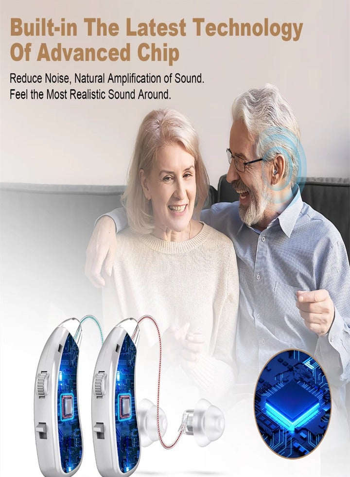 New hearing aid for seniors, noise reduction, amplifier, with LED charging case, suitable for moderate to severe hearing loss (silver) - Image 4