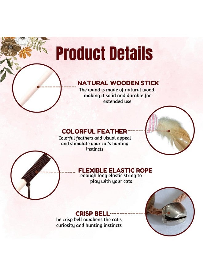 عصا إثارة خشبية للقطط والقطط الصغيرة (عصا جرذان دائرية) | عصا إثارة تفاعلية للقطط مع فأر من الجوت للإثارة واللعب والتمرين (الحجم: 40 سم) - Image 5