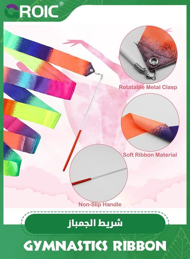 GROIC 2-Pcs Ribbon Wands Colorful Dance for Kids, 78.74 Inch Rhythmic Gymnastics Ribbon Dancer Wand with Rod, Soft Ribbon Twirling Dance Streamers for Kids Girls Adults Artistic Dancing - Image 4