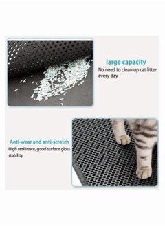 HQ Pet Cat Litter Mat Double-Layer Sand Cat Mats for Cat Litter box Non-slip Waterproof Pet Bed Foldable Trapper Mats Easy Clean Large Size Foldable (Black)  - Image 5