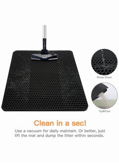 HQ Pet Cat Litter Mat Double-Layer Sand Cat Mats for Cat Litter box Non-slip Waterproof Pet Bed Foldable Trapper Mats Easy Clean Large Size Foldable (Black)  - Image 4