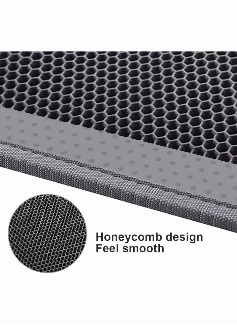 HQ - Pet Cat Litter Mat Double-Layer Sand Cat Mats for Cat Litter box Non-slip Waterproof Pet Bed Foldable Trapper Mats Easy Clean Large Size Foldable (Black) - Image 1
