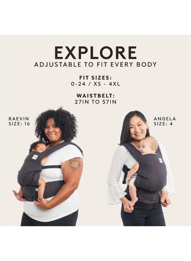 TULA Baby Tula Explore Carriers - Breathable Baby Carrier Newborn to Toddler - Adjustable Toddler Carrier - Multiple Ergonomic Positions Front and Back - Ergonomic Fit for 7-45 lb - Linen, Ash - Image 4