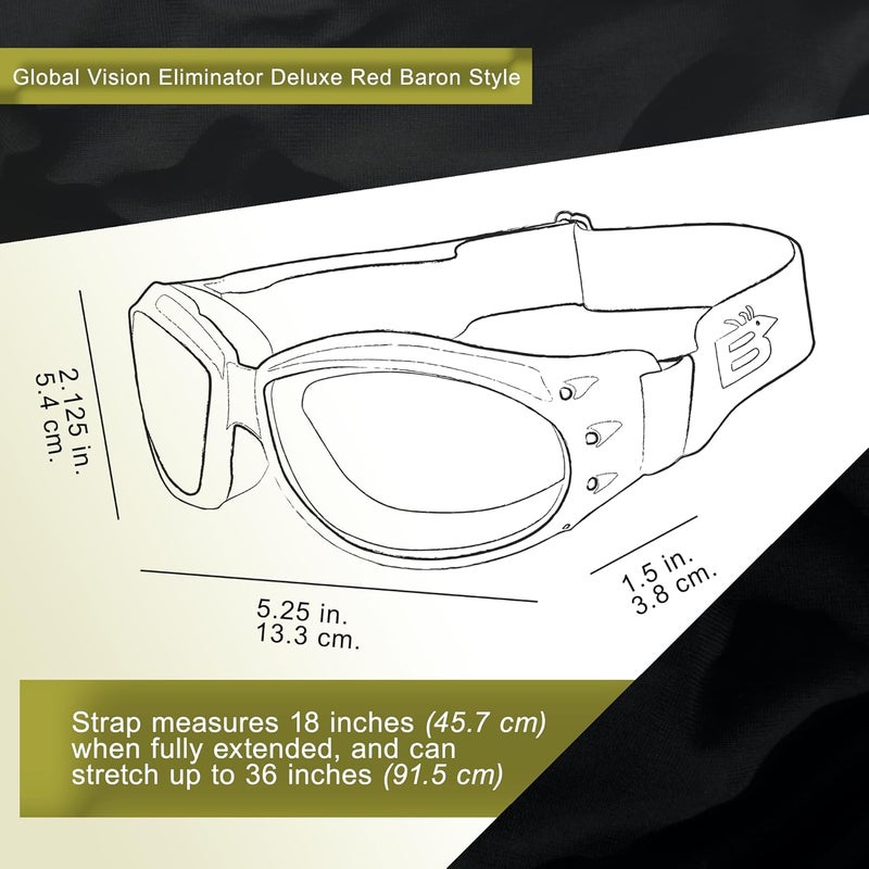 Global Vision Eliminator Deluxe Red Baron Style Padded Riding ATV Dirt Bike Anti-Fog Motorcycle Goggles - Image 2