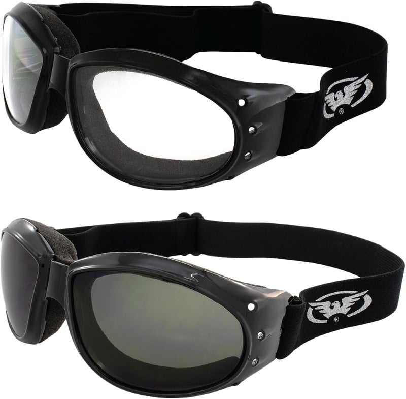 Global Vision Eliminator Deluxe Red Baron Style Padded Riding ATV Dirt Bike Anti-Fog Motorcycle Goggles - Image 1