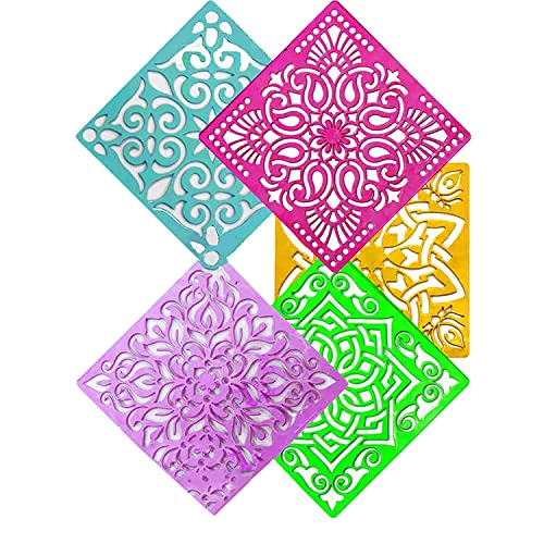 Ascension Rangoli Making tooks Kit Design Draw Rangoli Making Kit 2 Rangoli Pen 3 Fillers 1 Roller 1 Outliner 3 12x12inches Rangoli Stencils - Image 2