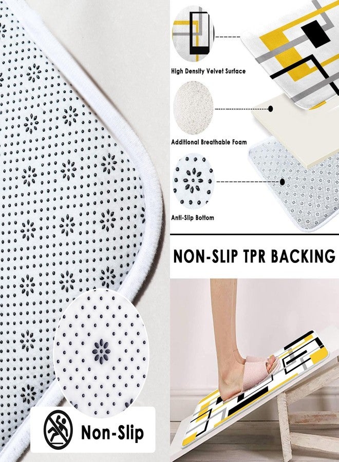 ArtSocket Geometric Yellow and Gray Bathroom Set with Shower Curtain Rugs Accessories, Black and Gray Modern Shower Curtain, Yellow Bathroom Decor 4 Pcs - Image 3