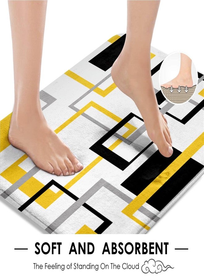 ArtSocket Geometric Yellow and Gray Bathroom Set with Shower Curtain Rugs Accessories, Black and Gray Modern Shower Curtain, Yellow Bathroom Decor 4 Pcs - Image 4