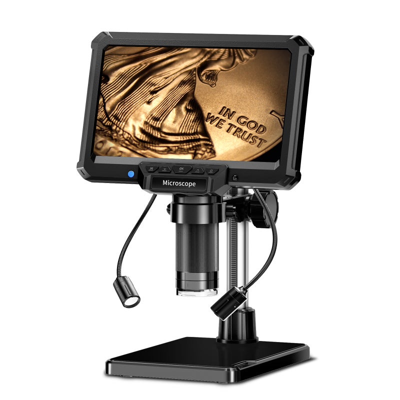 7 Inch IPS Digital Microscope 16MP 1000X Ultra-Precise Focusing Camera 1080P Video Microscope 8 LED Lights for Coin PCB Plants - Image 1