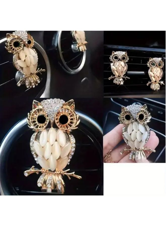 Owl Car Air Vent Clips 2PCS Crystal Antlers Durable Dashboard Decoration Easy Install - Image 2