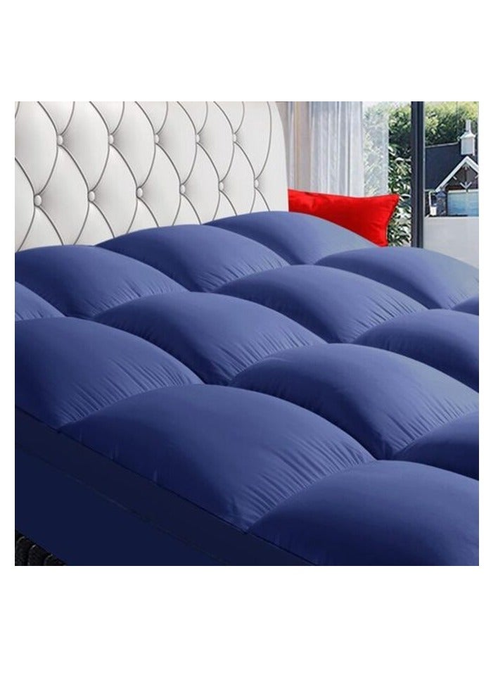 DEEP SLEEP Every Night Deep Sleep Mattress Topper Soft Comfort White 500 GSM (Dark Blue, Single Size - W 90 X L 200 Cm) - Image 1