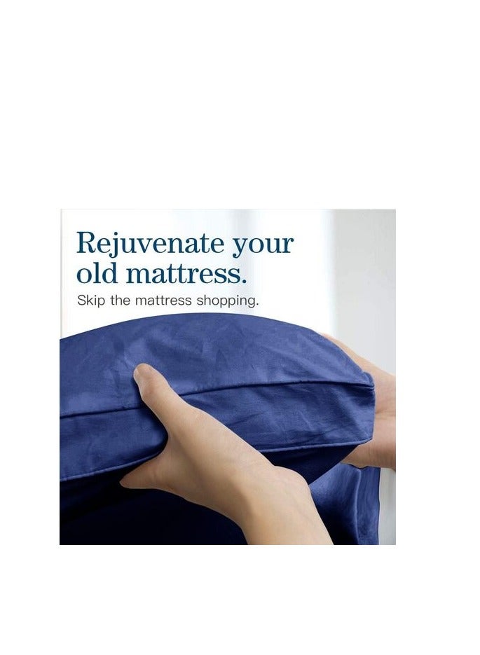 DEEP SLEEP Every Night Deep Sleep Mattress Topper Soft Comfort White 500 GSM (Dark Blue, Single Size - W 90 X L 200 Cm) - Image 3