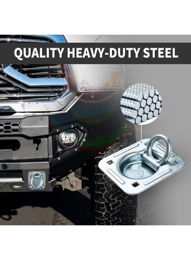 ٤ قطع من حلقات التثبيت على شكل حرف D غائرة لمقطورة دراجة نارية، قوة تحمل ٦٠٠٠ رطل، لوحة تثبيت مع مسامير عربة وصواميل ذاتية القفل. - Image 4