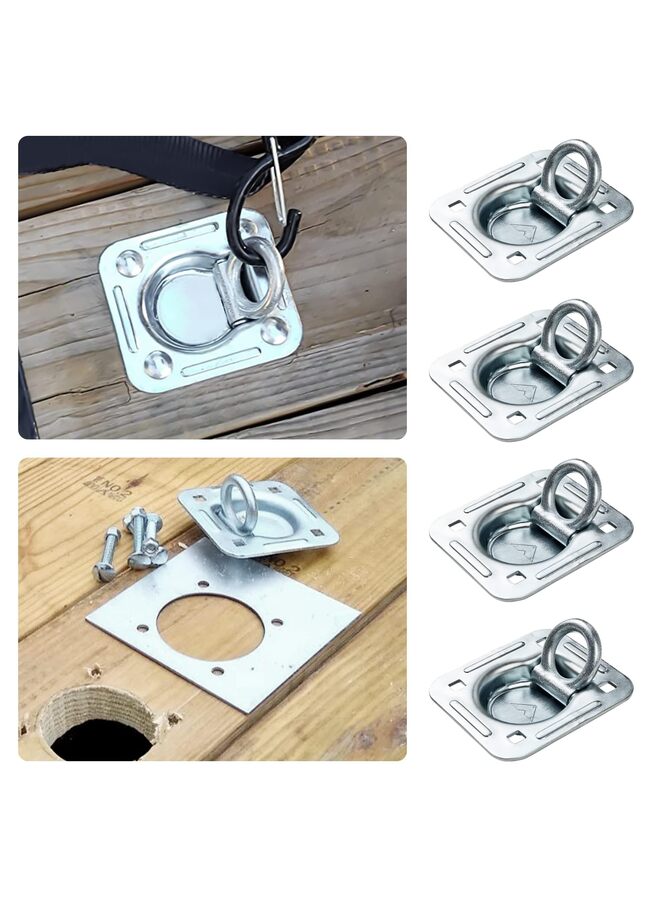 ٤ قطع من حلقات التثبيت على شكل حرف D غائرة لمقطورة دراجة نارية، قوة تحمل ٦٠٠٠ رطل، لوحة تثبيت مع مسامير عربة وصواميل ذاتية القفل. - Image 5