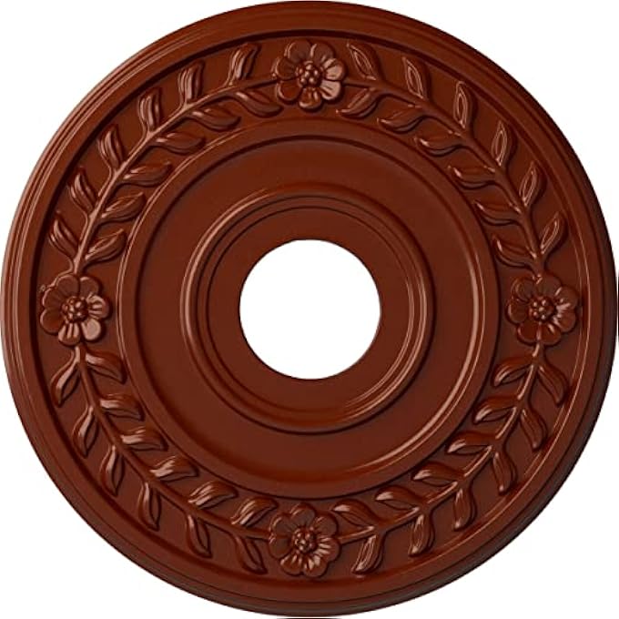 CM16WRFIF WREATH CEILING MEDALLION, 16 1/4"OD X 3 5/8"ID X 1"P (FITS CANOPIES UP TO 5 1/2"), HAND-PAINTED FIREBRICK - Image 1