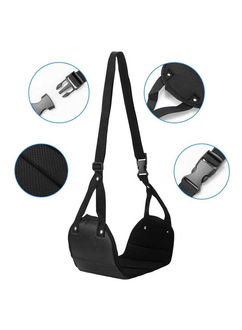 Generic Airplane Footrest, 2 Pcs Portable Travel Flight Carry-On Foot Rest Adjustable Height Hammock, Black/Blue  - Image 5