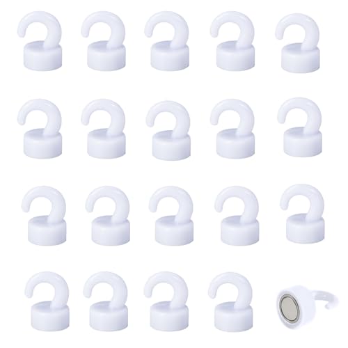 JINGZHAN Small Magnetic Hooks for Hanging 20 Pack Magnetic Push Pin,White Mini Magnetic Hooks - Image 1