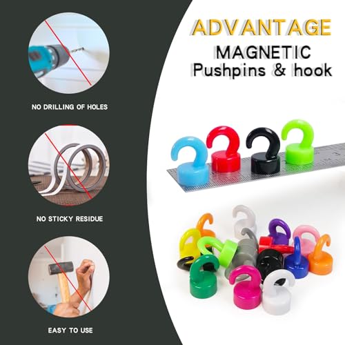 JINGZHAN Small Magnetic Hooks for Hanging 20 Pack Magnetic Push Pin,White Mini Magnetic Hooks - Image 5