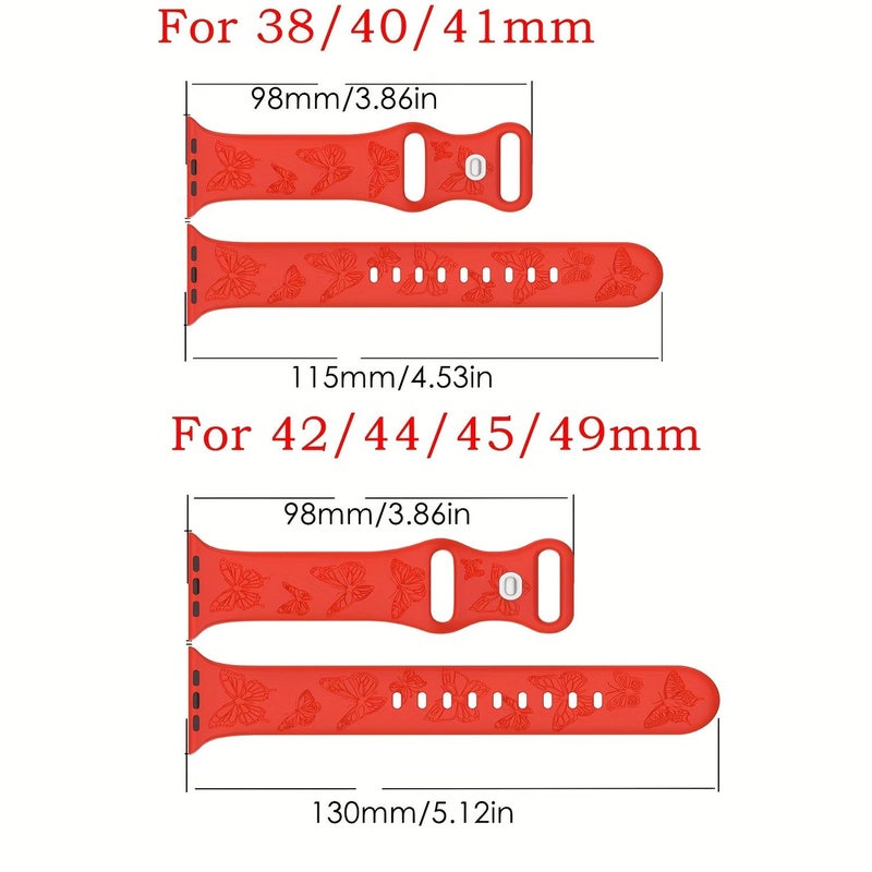 Olive Green Silicone Watch Strap For Apple Watch Ultra Series 1 2 3 42mm 44mm 45mm 46mm 49mm Comfortable Butterfly Design Compatible - Image 2