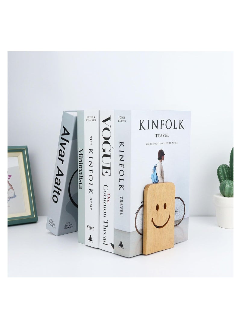 Wood Bookends - 1 Pair Heavy Duty Non-Skid Book Holder for Desktop & Shelves,  Book Organizer for Home & Office - Image 3