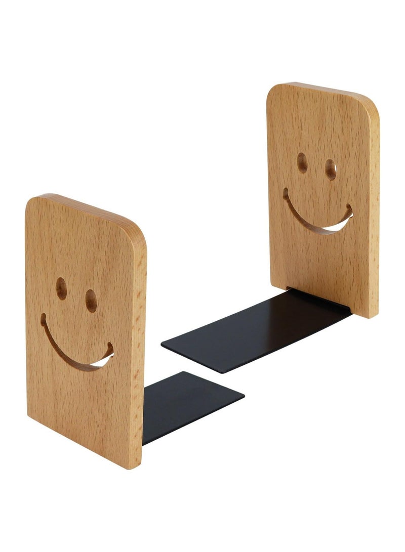 Wood Bookends - 1 Pair Heavy Duty Non-Skid Book Holder for Desktop & Shelves,  Book Organizer for Home & Office - Image 1