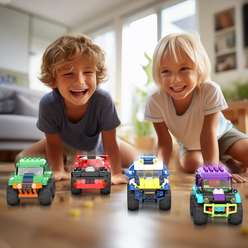 TG BLOCKS 4 Pack Monster Truck Micro Brick Building Blocks Set, Pull Back Car Toy Vehicles Set, Birthday Party Favor or Gift for Teens Ages 8+ Kids - Image 5
