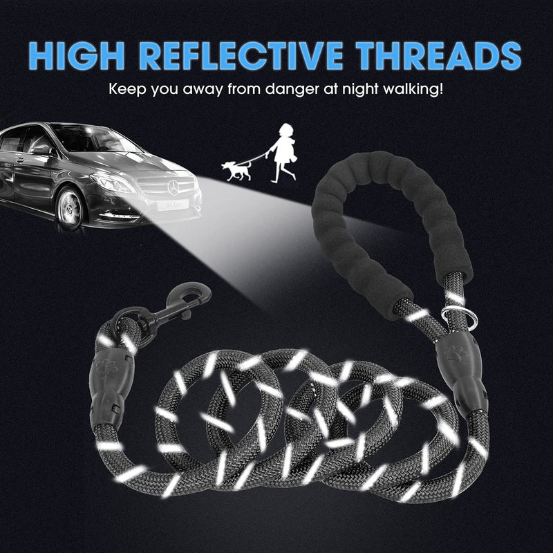 BAAPET 2/4/5/6 FT Dog Leash with Comfortable Padded Handle and Highly Reflective Threads for Small Medium and Large Dogs (6FT-1/2'', Black) - Image 4