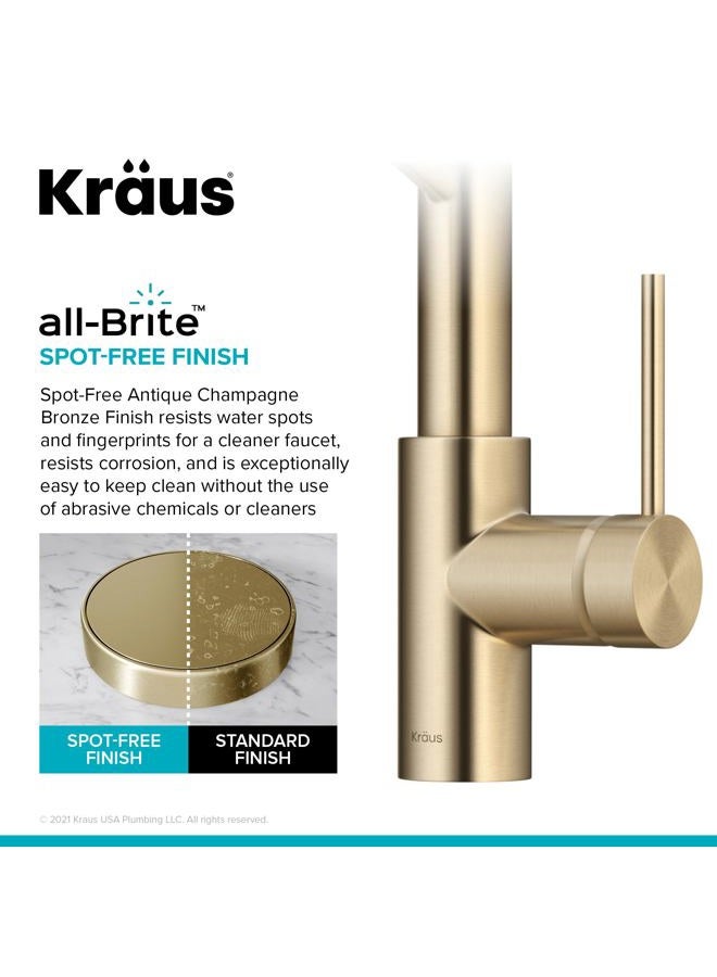 KRAUS KPF-2631SFACB Oletto Commercial Style Pull-Down Single Handle Kitchen Faucet with QuickDock Top Mount Installation Assembly, Spot Free Antique Champaigne Bronze - Image 3