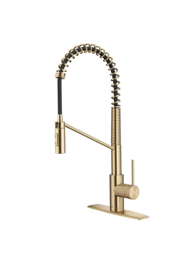 KRAUS KPF-2631SFACB Oletto Commercial Style Pull-Down Single Handle Kitchen Faucet with QuickDock Top Mount Installation Assembly, Spot Free Antique Champaigne Bronze - Image 1