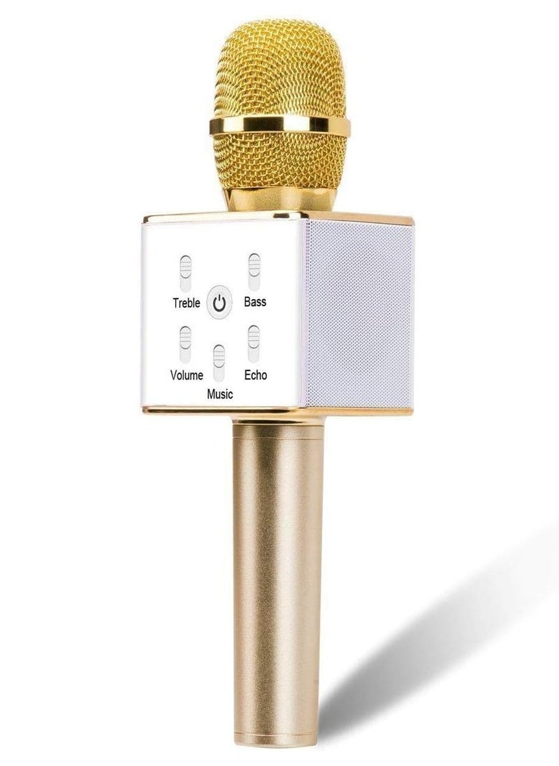 Generic - Portable Wireless Karaoke Microphone Gold , Mini Handheld Cellphone Karaoke Player Built-in Bluetooth Speaker, Karaoke MIC Machine for Home - Image 1