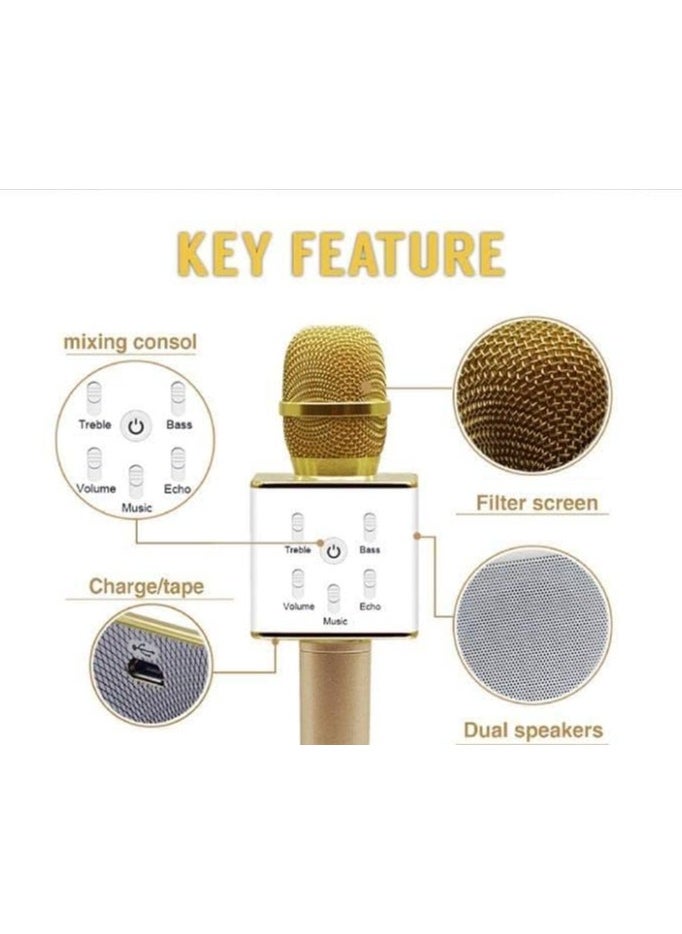 Generic - Portable Wireless Karaoke Microphone Gold , Mini Handheld Cellphone Karaoke Player Built-in Bluetooth Speaker, Karaoke MIC Machine for Home - Image 1