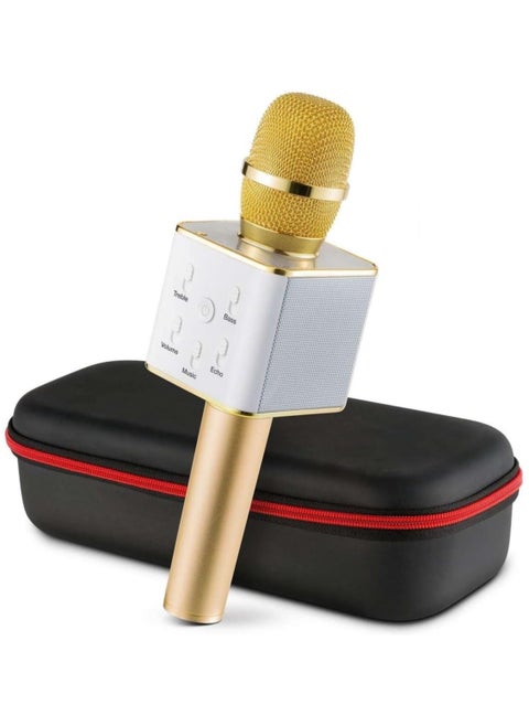Portable Wireless Karaoke Microphone Gold , Mini Handheld Cellphone Karaoke Player Built-in Bluetooth Speaker, Karaoke MIC Machine for Home