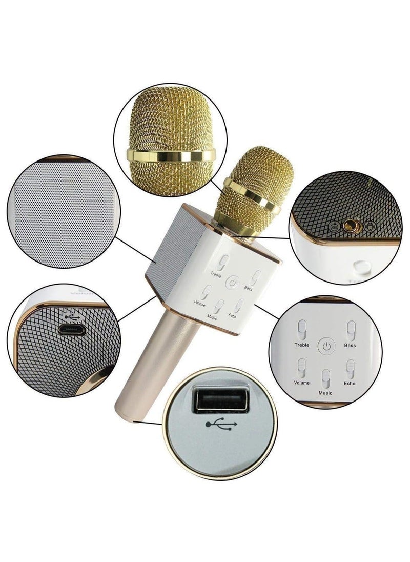 Generic - Portable Wireless Karaoke Microphone Gold , Mini Handheld Cellphone Karaoke Player Built-in Bluetooth Speaker, Karaoke MIC Machine for Home - Image 1