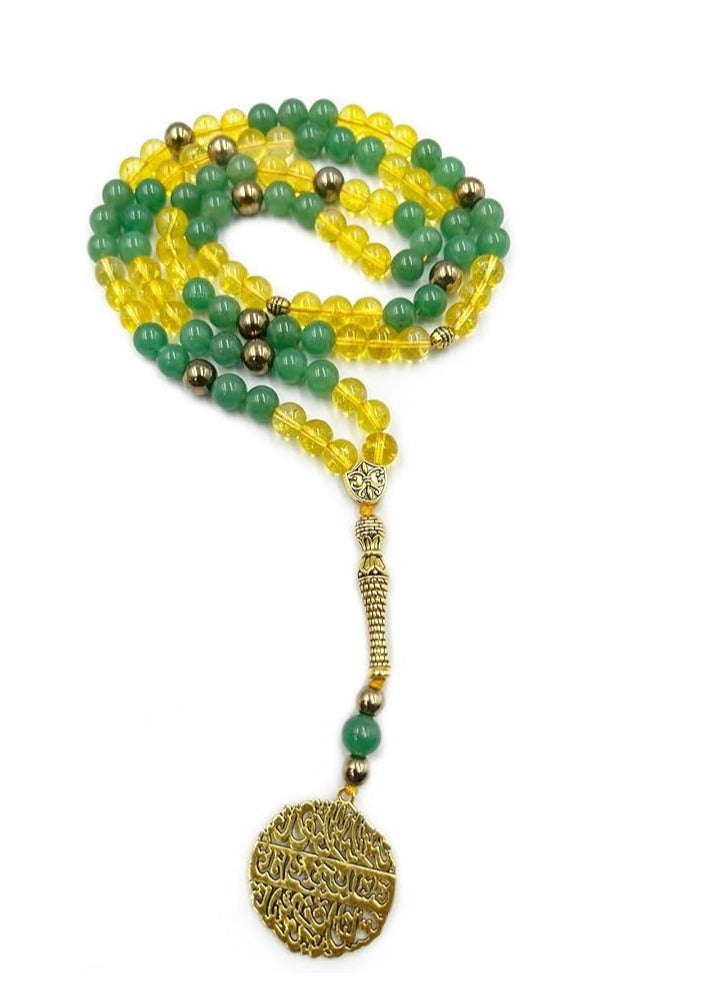 REBUY REBUY Islamic Prayer Beads Tasbih Natural Citrine Aventurine Stone Tasbih 99 Beads Stone Misbaha Tasbeeh  - Image 2