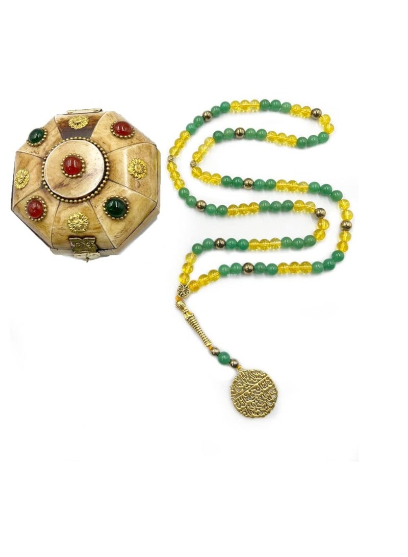REBUY REBUY Islamic Prayer Beads Tasbih Natural Citrine Aventurine Stone Tasbih 99 Beads Stone Misbaha Tasbeeh  - Image 3