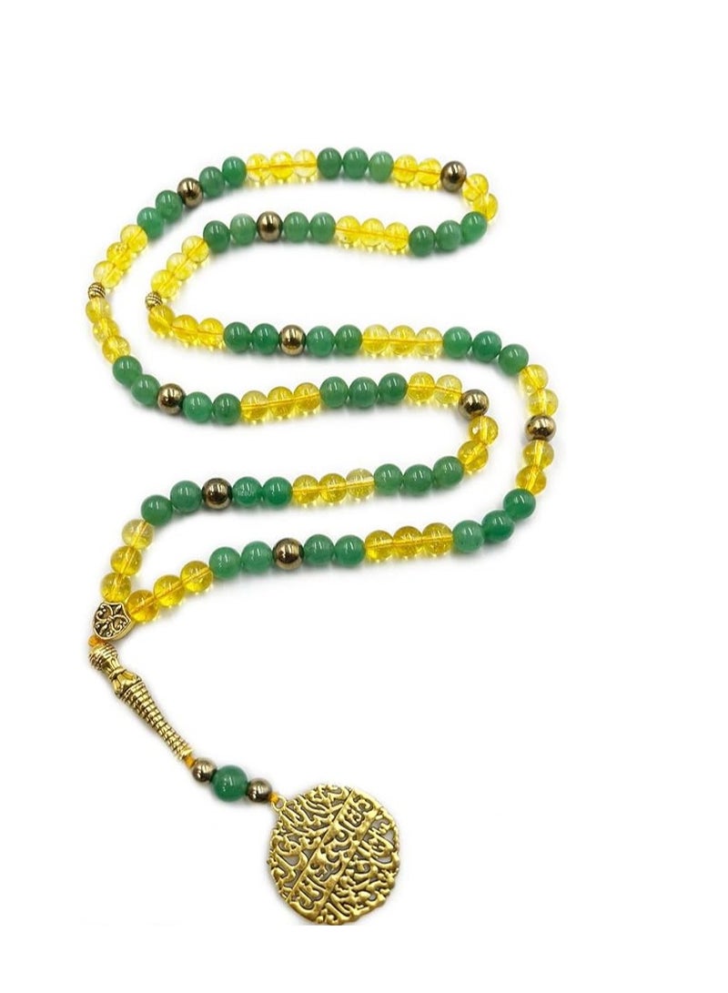 REBUY REBUY Islamic Prayer Beads Tasbih Natural Citrine Aventurine Stone Tasbih 99 Beads Stone Misbaha Tasbeeh  - Image 1