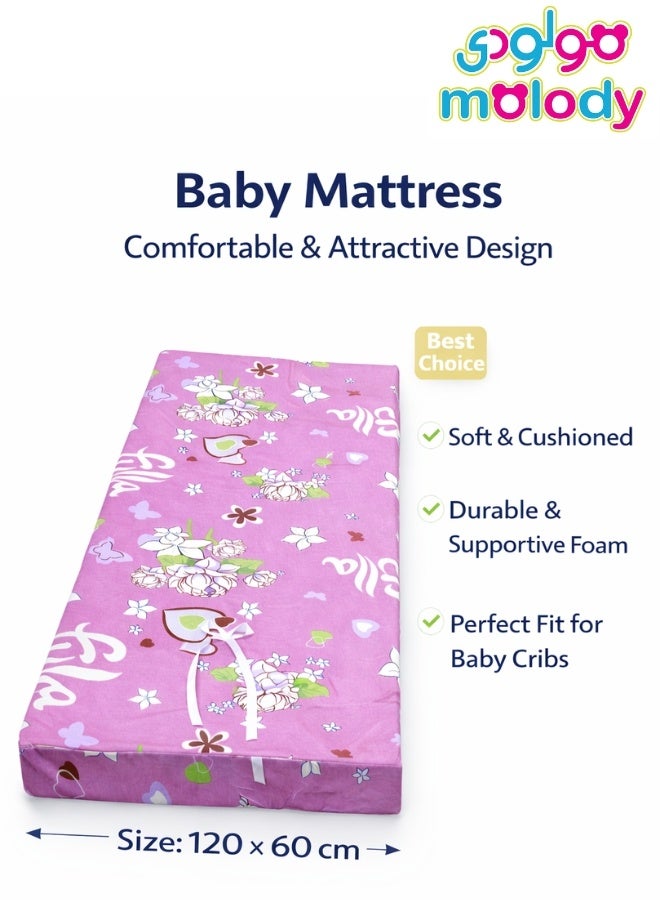 مولودي مرتبة سرير أطفال فاخرة 120×60 سم – سماكة عالية مريحة، غطاء بسوستة قابل للغسل، قماش ناعم وآمن للرضع - Image 2