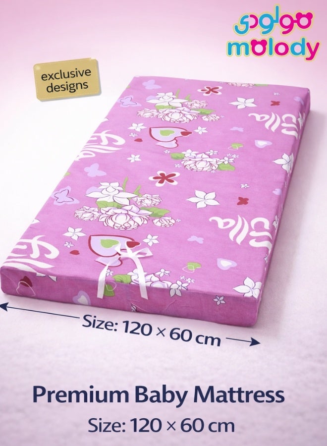 مولودي مرتبة سرير أطفال فاخرة 120×60 سم – سماكة عالية مريحة، غطاء بسوستة قابل للغسل، قماش ناعم وآمن للرضع - Image 3