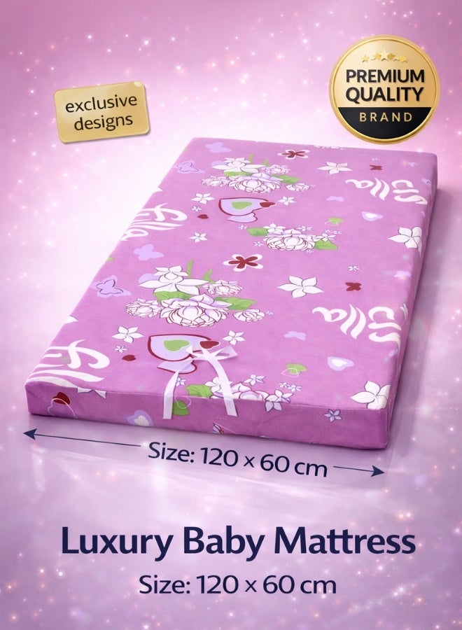 مولودي مرتبة سرير أطفال فاخرة 120×60 سم – سماكة عالية مريحة، غطاء بسوستة قابل للغسل، قماش ناعم وآمن للرضع - Image 5