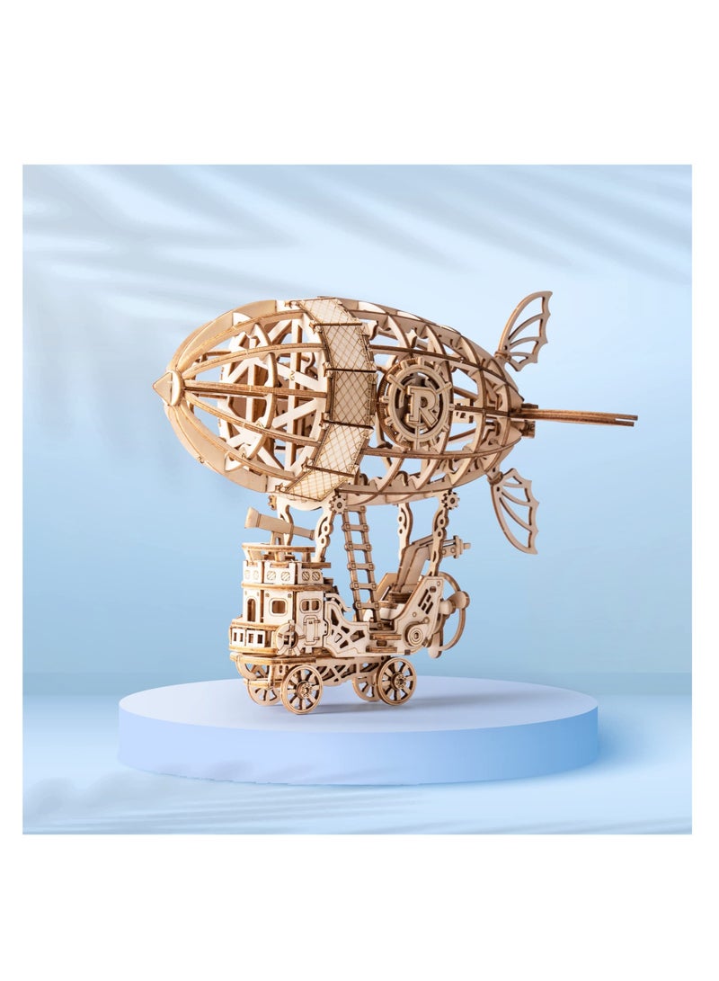 SYOSI 3D Wooden Puzzle Airship for Kids, Model Adults Building Kit, Educational Brain Teaser to Build, Kids Ages 8-10 (Airship/7.1in*5in*6.5in)  - Image 1