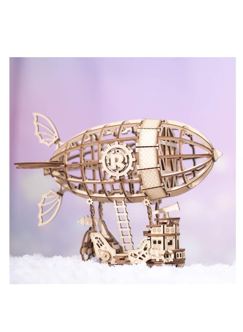 SYOSI 3D Wooden Puzzle Airship for Kids, Model Adults Building Kit, Educational Brain Teaser to Build, Kids Ages 8-10 (Airship/7.1in*5in*6.5in)  - Image 2