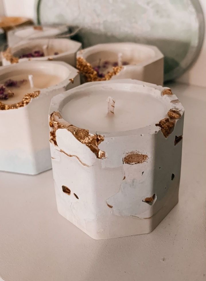 Candle concrete pots /lavender scanted candles /3 pieces - Image 1