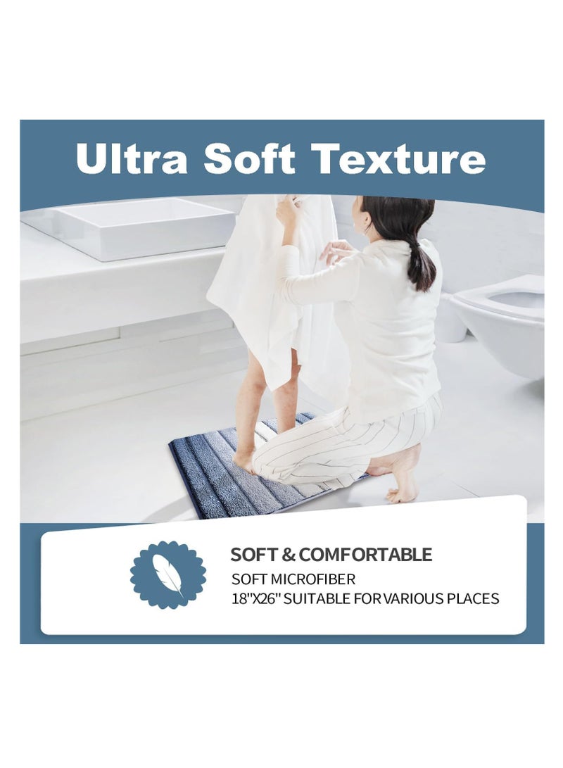 TYCOM سجاد الحمام حصيرة 40x60 سم غير قابلة للانزلاق ناعمة فخمة من الألياف الدقيقة سجادة دش قابلة للغسل في الغسالة سريعة الجفاف حصائر استحمام فائقة للحمام والدش زرقاء. - Image 2