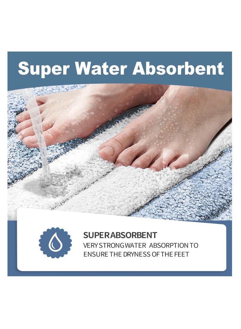 TYCOM سجاد الحمام حصيرة 40x60 سم غير قابلة للانزلاق ناعمة فخمة من الألياف الدقيقة سجادة دش قابلة للغسل في الغسالة سريعة الجفاف حصائر استحمام فائقة للحمام والدش زرقاء. - Image 3