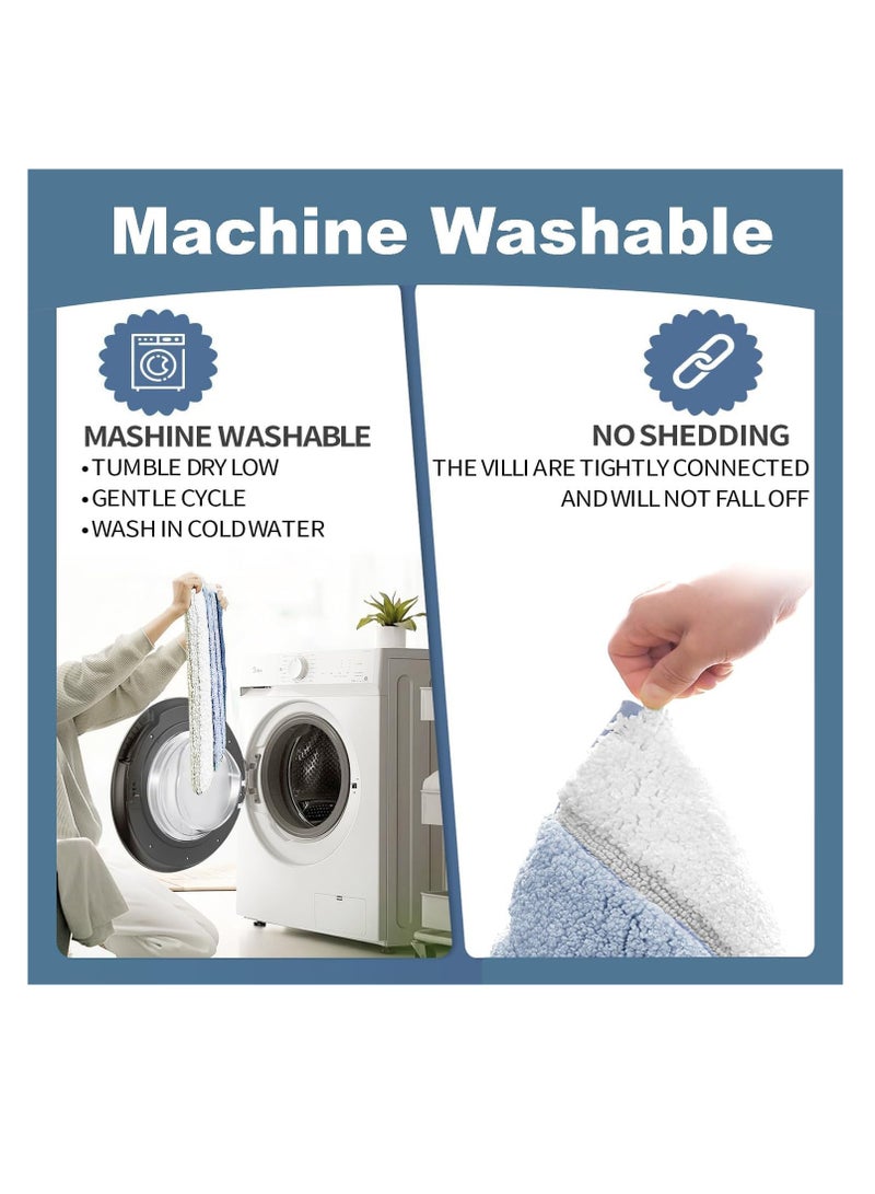 TYCOM سجاد الحمام حصيرة 40x60 سم غير قابلة للانزلاق ناعمة فخمة من الألياف الدقيقة سجادة دش قابلة للغسل في الغسالة سريعة الجفاف حصائر استحمام فائقة للحمام والدش زرقاء. - Image 5