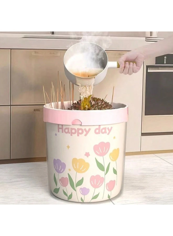 50 قطعة أكياس قمامة برباط سحب Lucky Day بتصميم زهور – أكياس نفايات سميكة مقاومة للتسرب – أكياس مهملات منزلية بتصميم باستيل جميل – سهلة السحب للمطبخ والمنزل - Image 5