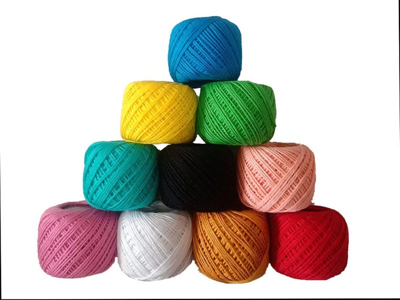 TE Cotton Tatting Thread Yarn For Knitting&Craft Making Combo 35 To 40 M Approximate&Thread Size Is 1 Mm(This Is Not A Woolen Yarn. This Is 1 Mm Yarn For Embroidery Work)(Mc&2Nd)(Pcs Of 20),120 Gram,Multicolour - Image 3